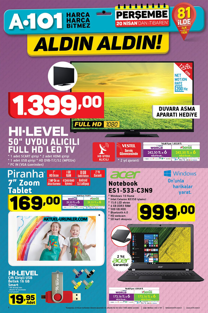 A101 20 Nisan 2017 Aktüel Ürünler Kataloğua | Aktüel Ürünler