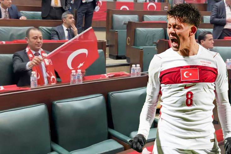 AK Parti grubunda milli takım coşkusu! Salon Türk bayraklarıyla donatıldı