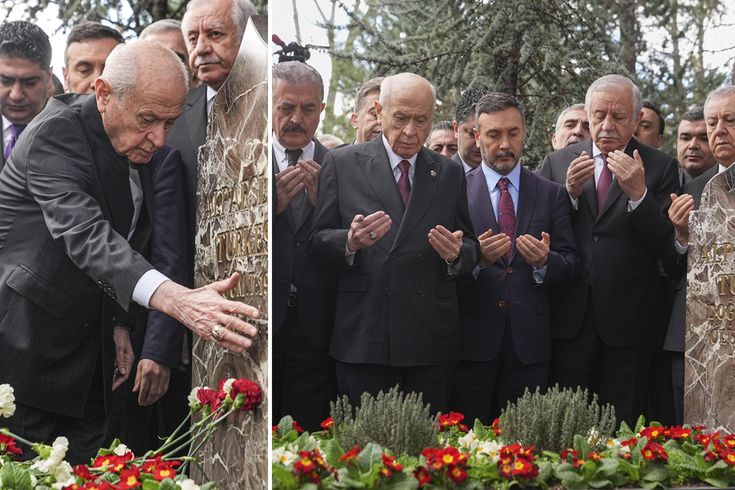 Bahçeli, Alparslan Türkeş'in kabrinde: Fotoğraf karesindeki detay dikkat çekti