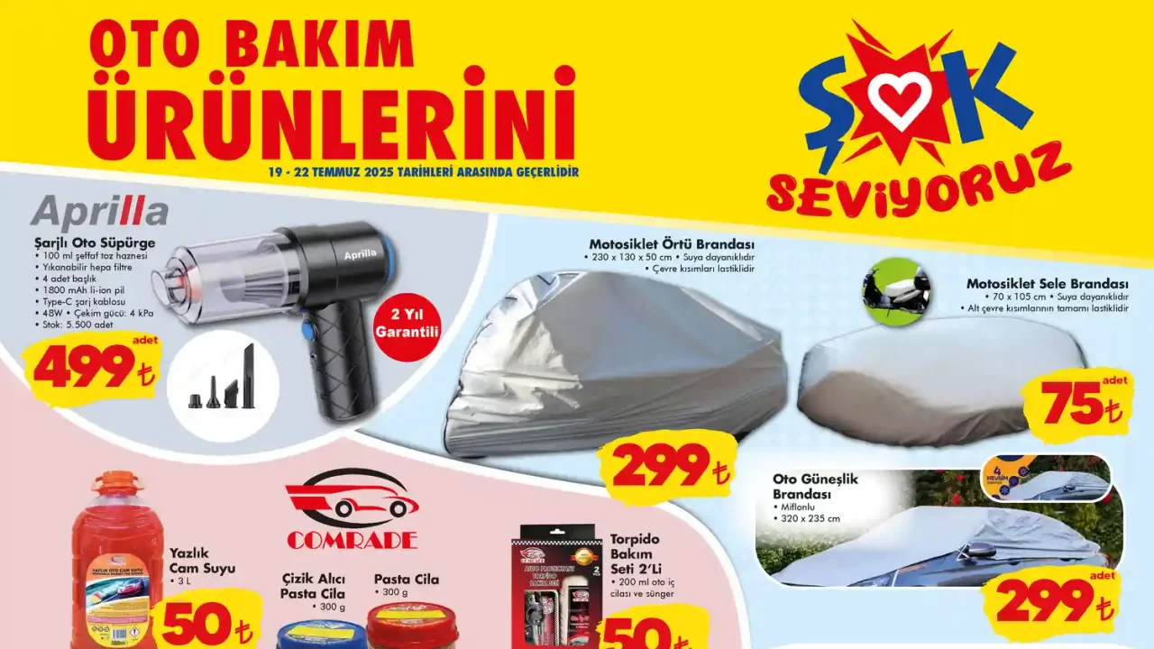 ŞOK'a Oto Bakım Ürünleri Geliyor! ŞOK 19 Temmuz 2025 Aktüel Ürünler Kataloğu